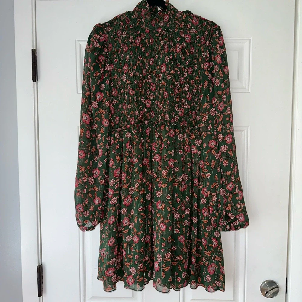 Misa‎ Los Angeles Jessa Floral Print Evergreen Bloom Dress mini Size S small